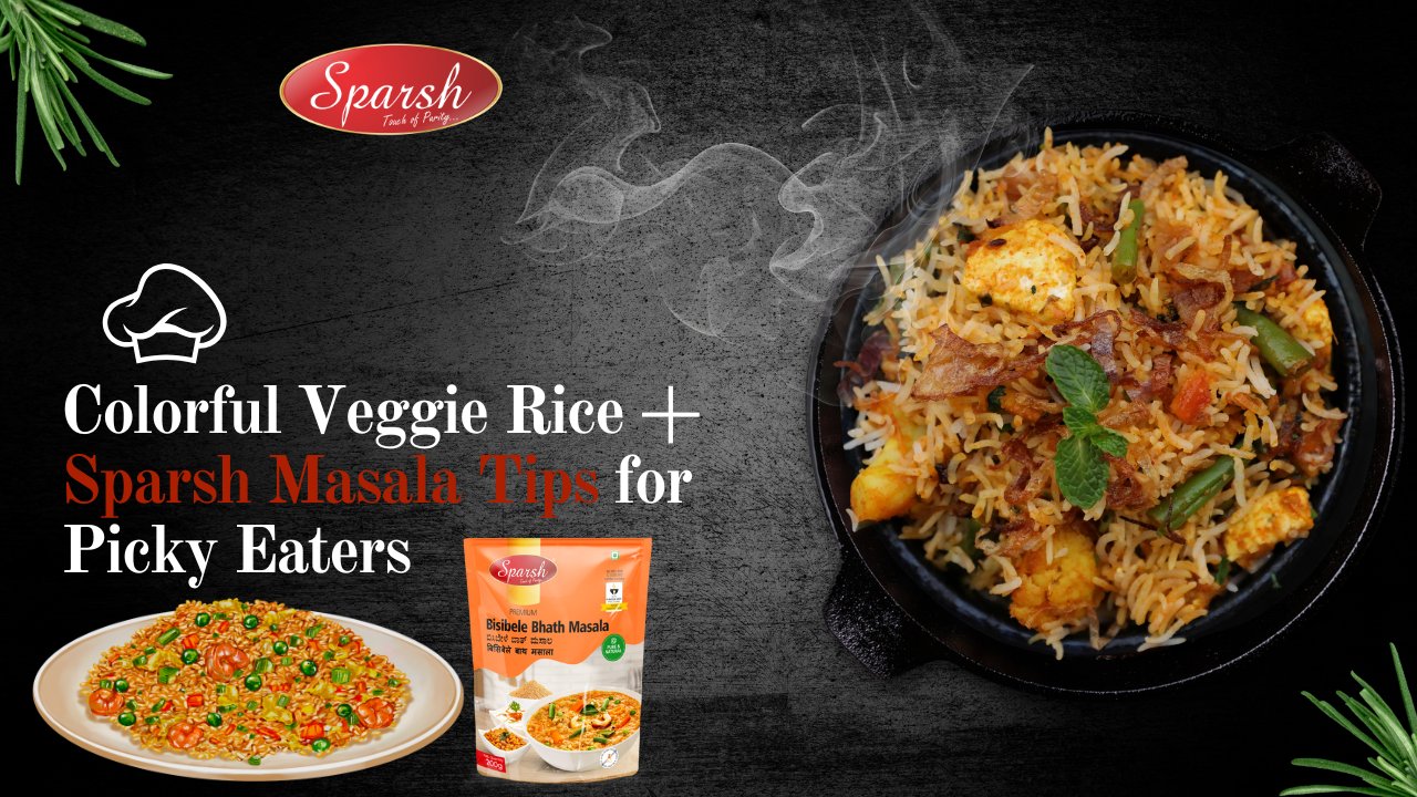 Colorful Veggie Rice Recipe with Sparsh Masala Tips