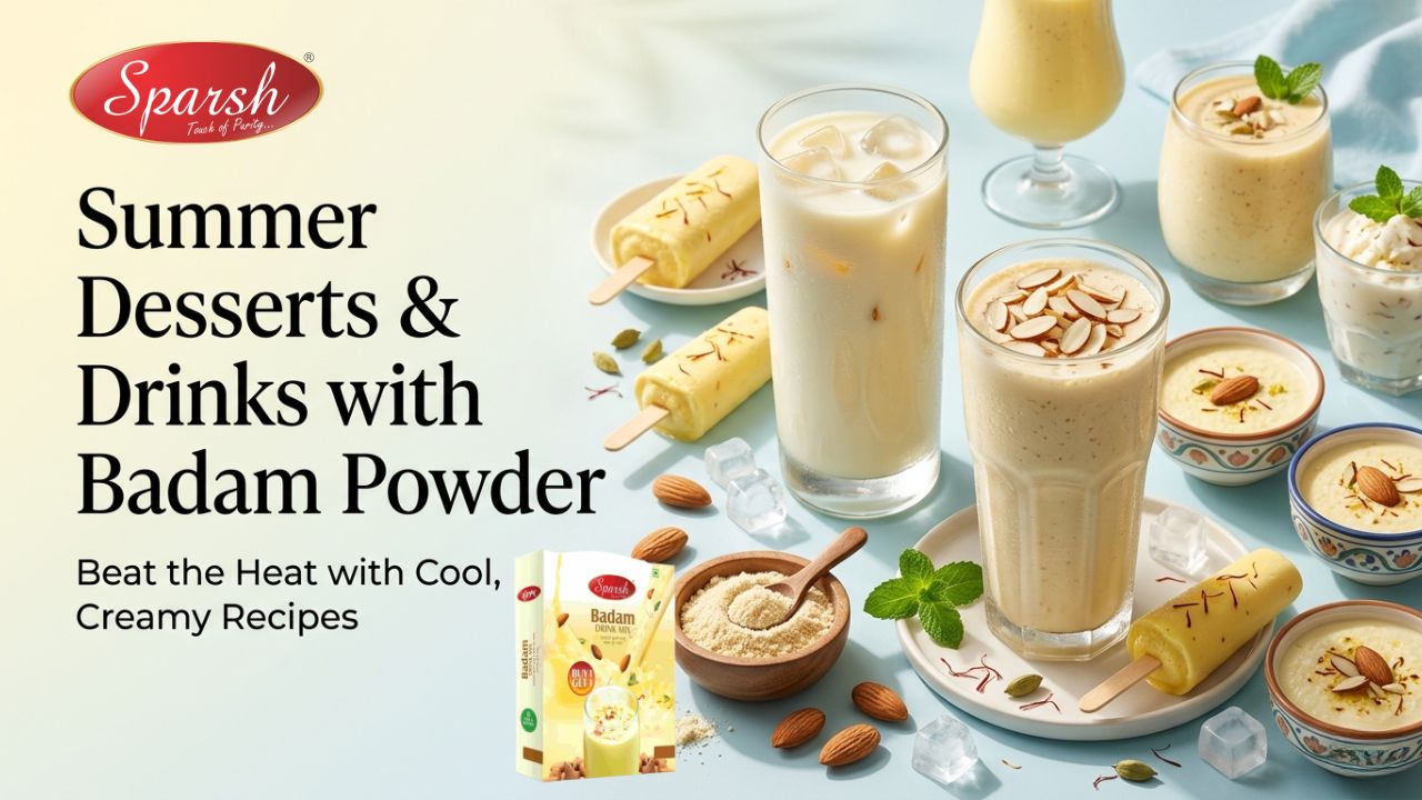 Cold badam kheer summer dessert served in glasses garnished with pistachios almonds saffron creamy cooling drink