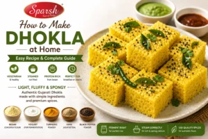 How to make dhokla at home with fluffy Gujarati dhokla served with green and tamarind chutneys.