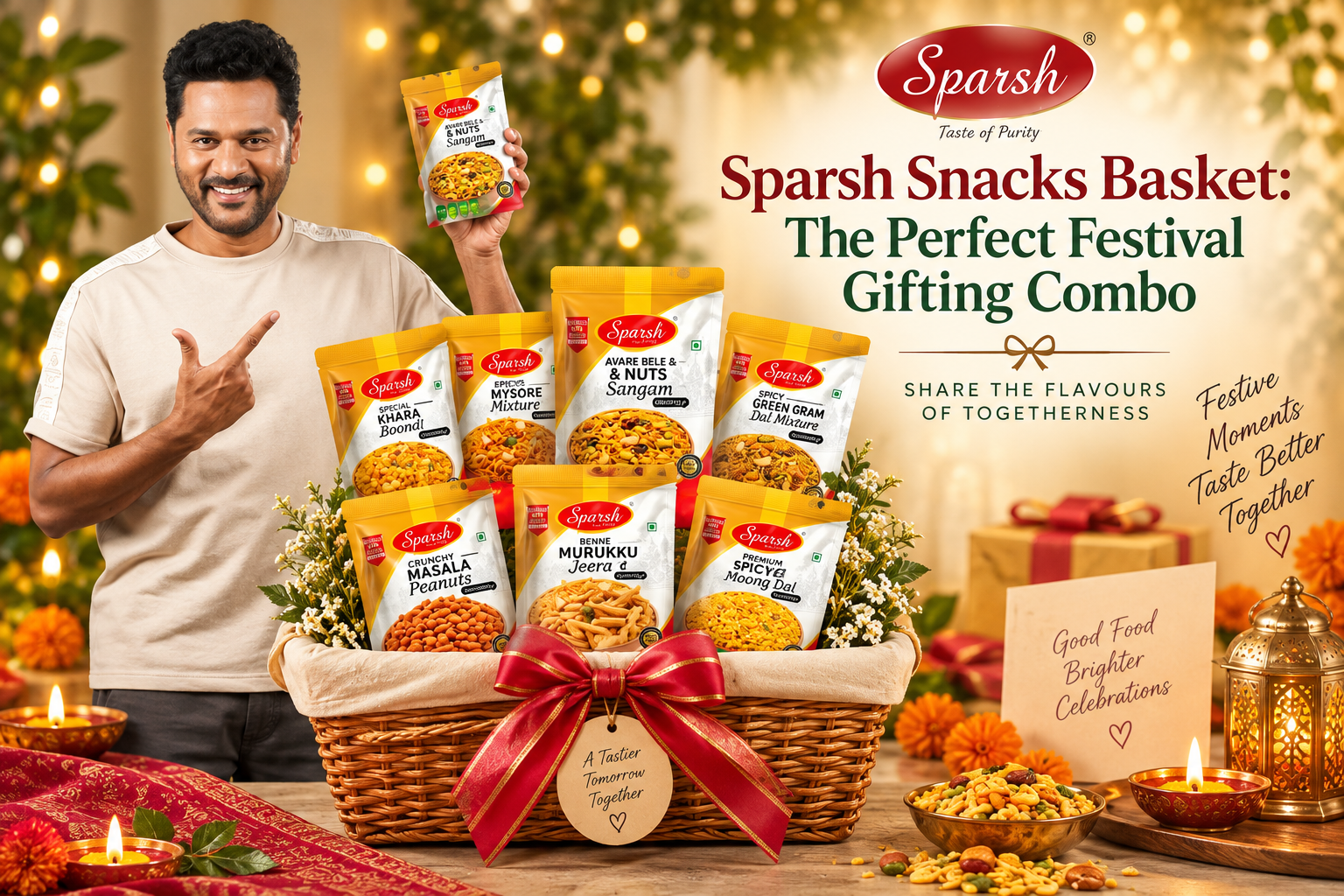 Sparsh Snacks Basket with authentic South Indian snacks for festival gifting