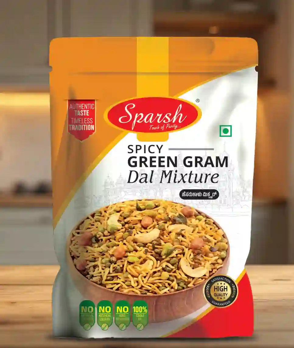 Sparsh Spicy Green Gram Dal Mixture 1 Sparsh Spicy Green Gram Dal Mixture 150g pouch – front