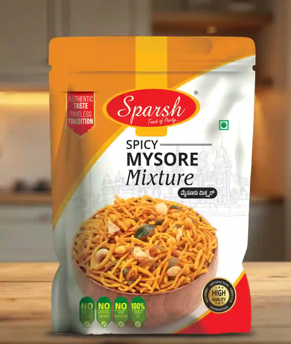 Sparsh Spicy Mysore Mixture 1 Sparsh Spicy Mysore Mixture 150g pouch – front